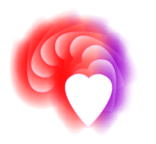 stylized curving red and purple hearts