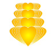 Four curving golden hearts - by Jack Yaco