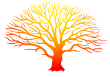 red and yellow gradient bare tree